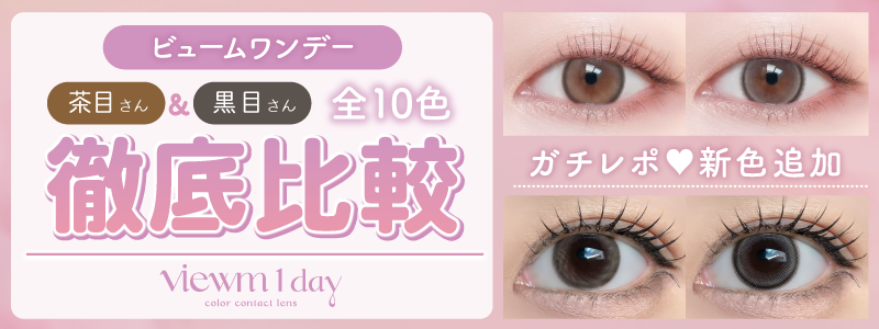 ビュームワンデー 〈Viewm1day〉 茶目・こげ茶目・黒目別徹底比較レポサイト
