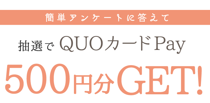 簡単アンケートに答えて 抽選でQUOカードPay500円分GET!